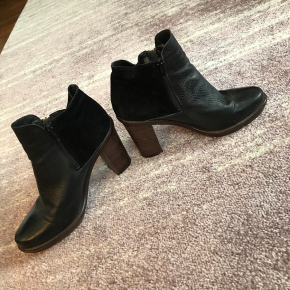 ALDO leather + suede booties double zip wood heel - Picture 6 of 8